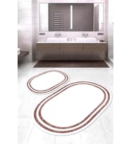 Dijital Baskılı Kaymaz Taban Yıkanabilir Oval 2'li Klozet Takımı Banyo Paspası NOKZ-SD-299 (Pembe)