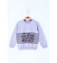 Toontoy Erkek Çocuk Yazı Baskılı Sweatshirt ( Gri-Melanj)