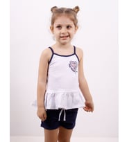 Toontoy Kız Çocuk Kalp Nakışlı Şortlu Takım (Beyaz)