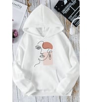 Silüet Baskılı Oversize Sweatshirt (A.Beyaz)