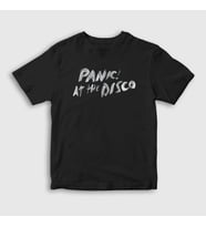 Presmono Unisex Çocuk Beyaz Brush Panic! at the Disco T-Shirt 72211tt (Siyah)