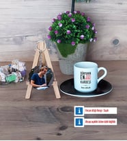 Erkek Kardeş Türk Kahvesi Fincanı Ahşap Altlıklı ve Fotoğraflı Ahşap Anahtarlık Hediye (Model 7)