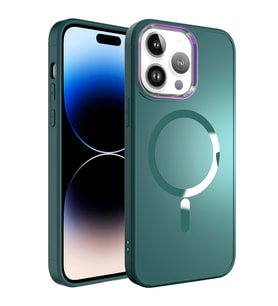 Apple iPhone 14 Pro Max Kılıf Magsafe Wireless Şarj Özellikli Zore Stil Kılıf (Koyu Yeşil)