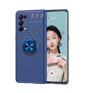 Oppo Reno 5 5G Kılıf Yüzüklü Magnetli Ravel Case (Mavi)