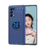 Oppo Reno 5 5G Kılıf Yüzüklü Magnetli Ravel Case (Mavi)