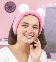 Sevdam Hediyelik Yuvarlak Kulaklı Saç Bandı - Makyaj Bandı - Uyku Bandı (Pembe)