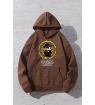 Special Agent Baskılı Oversize Sweatshirt (Kahverengi)