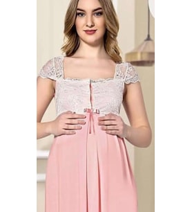 Limissi 2065 Askıları Dantelli Kolsuz Lohusa Pijama Takımı (Ekru)