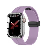 Apple Watch 42mm 44mm 45mm Seri 1 2 3 4 5 6 7 8 Se Uyumlu Coastal Manyetik Tokalı Silikon Kordon (Lila)