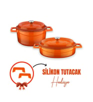 Lava Döküm 2x Trendy Serisi 5 Parça Tencere Seti (Turuncu)