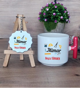 Mimar Hediye Seti Kupa Bardak T Kulplu ve Anahtarlık Mimarlar Günü Hediyesi (Model 1)