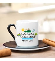 Coğrafya Öğretmeni Türk Kahvesi Fincanı (Siyah)