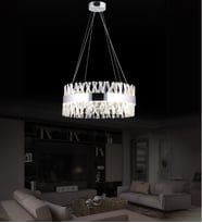 Roxy 60'lık Taşlı Sarkıt Led Avize  Kristal Taş Salon Avize (Krom)