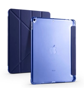 iPad 10.2 2021 (9.Nesil) Kılıf Tri Folding Kalem Bölmeli Standlı (Lacivert)