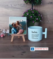 Babaya Hediye Fotoğraflı Dekoratif Taş, Kupa Bardak Beyaz Hediye (Model 12)