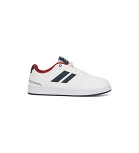 Unisex Sneaker Bağcıklı Oval Burun Dikiş Detay Bilek Destekli Spor Ayakkabı 351 (Beyaz - Lacivert - Kırmızı) (BEYAZ-LACIVERT-KIRMIZI)