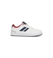 Unisex Sneaker Bağcıklı Oval Burun Dikiş Detay Bilek Destekli Spor Ayakkabı 351 (Beyaz - Lacivert - Kırmızı) (BEYAZ-LACIVERT-KIRMIZI)