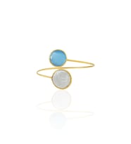 Kadir Jewellery 22 Ayar Altın Kaplama Ayarlanabilir İnci Bilezik (Koyu Mavi)