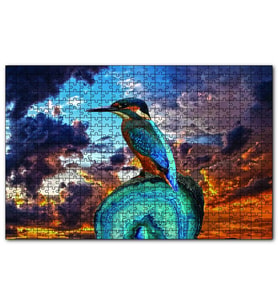 Cakapuzzle  Gün Batımı Yalı Çapkını Kuş  Puzzle Yapboz MDF (Ahşap) (1000 Parça)