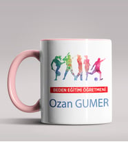 Kişiye Özel Beden Eğitimi Öğretmeni Tasarımlı Siyah Renk Kupa 3 (Pembe)