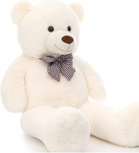 90-80 cm Papyonlu Sevimli Peluş Şaşkın Ayı - Sevgiliye En Tatlı Hediye (Beyaz)