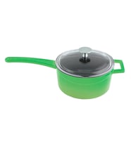 Lava Döküm Yuvarlak Sos Tenceresi Cam kapaklı, Metal Saplı. Glaze Serisi Çap(Ø16 cm. (Yeşil)