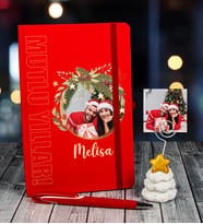 eJOYA Yeni Yıla Özel Defter Kalem Ve Fotoğraflı Çam Ağacı Notluk Hediye Seti 91098 (Kırmızı)