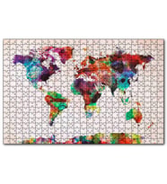 Cakapuzzle Dünya Haritası Suluboya Mozaik  Puzzle Yapboz MDF (Ahşap) (1000 Parça)