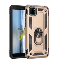 Huawei Y5P Kılıf Zore Vega Yüzüklü Standlı Zırh Kılıf (Gold)