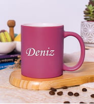 Kişiye Özel Yazılı & Renkli Kupa Bardak, 14 Farklı Renk Seçeneği (Fuşya)