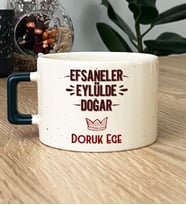 Kişiye Özel Efsaneler Eylülde Doğar Hediye Lüks Fincan Doğum Günü Hediyesi (Koyu Yeşil)