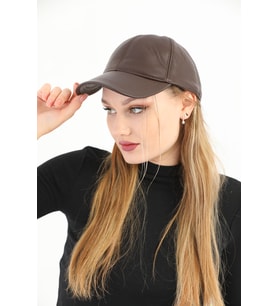 Unisex Ayarlanabilir Deri Şapka (Taba)