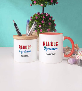 Rehber Öğretmeni Kupa Bardak Lacivert ve Kalemlik (Model 6)