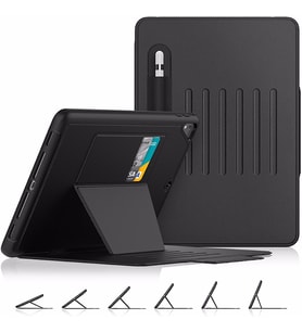 Apple iPad 7. Nesil 10.2" Kılıf Multifunction Leather Case A2197 A2198 A2200 (Siyah)