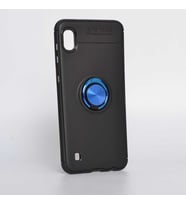 Samsung Galaxy A10 Kılıf Yüzüklü Magnetli Ravel Case (Siyah-Mavi)