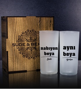 eJOYA Kişiye Özel Kutusunda 2'li Rakı Bardağı Hediye Seti 107184 (Kırmızı)