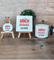 Annem Birtanemsin Hediye Seti Kupa Bardak T Kulplu, Dekoratif Taş, Anahtarlık Anneye Doğum Günü Anneler Günü Hediyesi (Model 6)