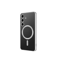 Samsung Galaxy S24 FE Kılıf Kamera Lens Korumalı Renkli Magsafe Şeffaf Silikon Siyah (Gümüş)