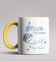 Kişiye Özel Müzik Öğretmeni Tasarımlı Siyah Renk Kupa Bardak 9 (Sarı)
