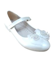 Mini Women 0225 Kız Çocuk Taşlı Fiyonklu Babet (Sedef)