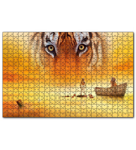 Cakapuzzle Pi'nin Yaşamı Kaplan Sandal ve Çocuk  Puzzle Yapboz MDF (Ahşap) (500 Parça)