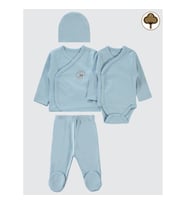 Civil Baby Prematüre 4'lü Organik Zıbın Takımı Mavi (Mavi)