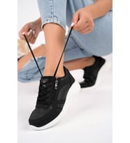 Muggo Asel Garantili Kadın Ortopedik Günlük Bağcıklı Yandan Fermuarlı Rahat Sneaker Spor Ayakkabı