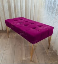 Modern Dilim Puf Ayakucu Puf Gold Metal Ayak (100*45) (Mor)