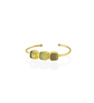 Kadir Jewellery 22 Ayar Altın Kaplama Zirkon Taşlı Ayarlanabilir Trend Bilezik (Zeytin Yeşili)