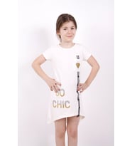 Toontoy Kız Çocuk So Chıc Baskılı Elbise (Ekru)