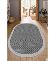 Dijital Baskılı Kaymaz Taban Yıkanabilir Oval Salon Halısı Mutfak Halısı Yolluk NDO-SD-1024 (Gri)