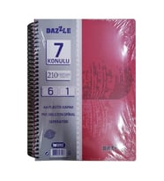 6+1 Ayraçlı Defter 7 Konulu 210 Yaprak 1 Adet 6 Kareli 1 Çizgili Spralli Plastik Kapak Seperatörlü (Kırmızı)
