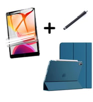 Apple iPad 7. 8. 9. Nesil 10.2 Kılıf Set PU Deri Smart Tablet Kilifi Ekran Koruy (Petrol)