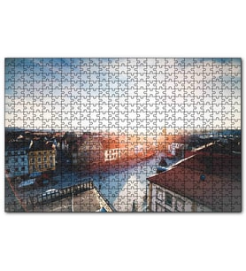 Cakapuzzle Çatıdan Şehir ve Güneş Işıkları  Puzzle Yapboz MDF (Ahşap) (255 Parça)